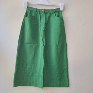 VTG 70s Emerald Green Midi Skirt with Pockets